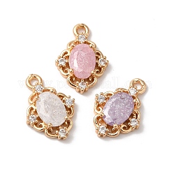 真鍮製チャーム  ガラスと  花の形  ミックスカラー  14x10x4mm  穴：1.2mm