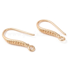 Brass Earring Hooks, Ear Wire, with Loops, Cadmium Free & Nickel Free & Lead Free, Light Gold, 18x1.5mm, Hole: 1.5mm, 22 Gauge, Pin: 0.6mm