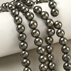 天然ゴールドパイライト/ゴールデンパイライトビーズ連売り  スムーズなラウンド  8mm  穴：1~1.2mm  約24~25個/連  7.40~7.56''（18.8~19.2センチメートル）