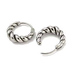 316サージカルステンレスフープピアス  リング  アンティークシルバー  16x4.5mm&nbsp;EJEW-D096-19E-AS