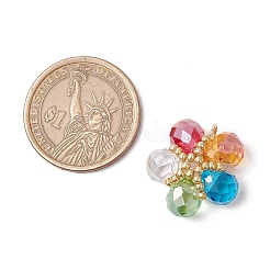 クリアガラスペンダント  花  304ステンレススチールの丸カンループ付き  カラフル  21x22x8mm  穴：3mm&nbsp;PALLOY-MZ00645-03