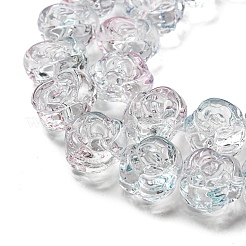 ガラスビーズ連売り  ローズ  アクア  12~12.5x14x8~8.5mm  穴：1.2mm  約57~60個/連  13.19~13.58''（33.5~34.5センチメートル）&nbsp;X-GLAA-B018-02E