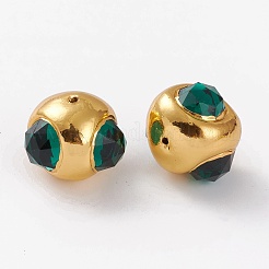 ガラスビーズ  ゴールデントーン真鍮パーツ  多面カットナゲット  22.5~23.5x22~23x20~20.5mm  穴：1.6mm&nbsp;GLAA-C100-03G