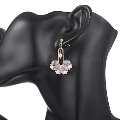Fan Glass Dangle Stud Earrings&nbsp;EJEW-MZ00674-02
