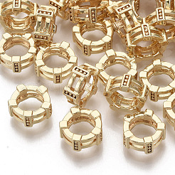 真鍮製ヨーロピアンビーズ  ニッケルフリー  18KGP本金メッキ  9.5x10x4mm  穴：6mm&nbsp;KK-S354-206A-NF