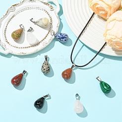 10Pcs 10 Styles Natural & Synthetic Mixed Gemstone Pendants&nbsp;G-YW0003-05