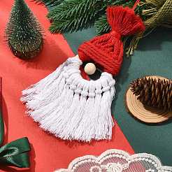 Christmas Handmade Woven Macrame Cotton Thread Santa Claus Pendant Decorations&nbsp;HJEW-JM02455-01