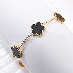 Flower Resin Link Chain Bracelets&nbsp;BJEW-K247-01G-03