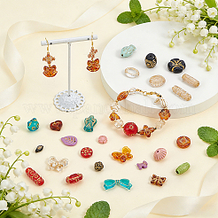200g ミックススタイル アクリルビーズ  ゴールドライン入り  混合図形  ミックスカラー  7.5~29.5x6.5~23x3.5~14.5mm  穴：1.6~4mm&nbsp;OACR-UN0001-22