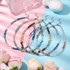 Natural Rose Quartz & Quartz Crystal & Amethyst & Howlite & Apatite & Carnelian & Citrine & Tiger Eye & Green Aventurine Chip Beaded Necklaces&nbsp;NJEW-JN05099