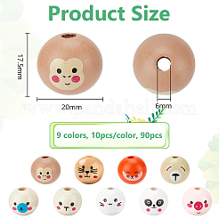 90Pcs 9 Colors Wood European Style Beeds&nbsp;WOOD-OC0003-74