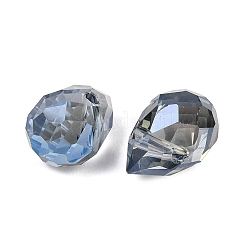 クリアガラスペンダント  ティアドロップチャーム  多面カット  ABカラーメッキ  ダークスレートグレー  10.5x8mm  穴：1.2mm&nbsp;GLAA-P070-A02