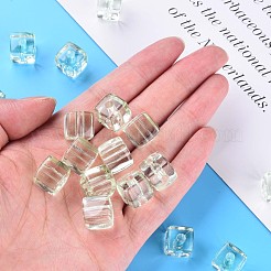 透明なアクリルビーズ  正方形  薄緑  13x12.5x12.5mm  穴：3.5mm  約162個/500g&nbsp;MACR-S373-104-B02