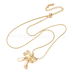 304 Stainless Steel Bowknot Pendant Snake Chain Necklaces for Women&nbsp;NJEW-F354-06G