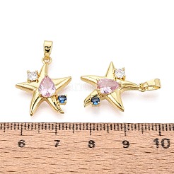 Brass Pave Cubic Zirconia Pendants&nbsp;KK-T080-77G