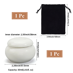 セラミック製ミニペット火葬骨壷1個  ベルベットポーチ1個付き。  ホワイト  5.75x4.3cm  容量：30ml（1.01fl.oz）&nbsp;AJEW-GF0012-42