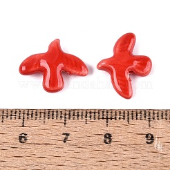 手作りの陶器ビーズ  光沢釉の磁器  鳥  レッド  16.5~17x13.5~14x4.5~5mm  穴：1.5~2mm&nbsp;PORC-N013-09H