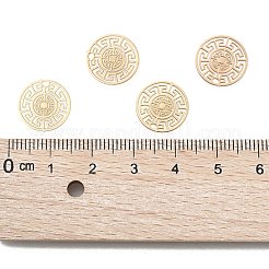 真鍮チャーム  エッチングされた金属装飾  長持ちメッキ  フラットラウンド  ライトゴールド  13x0.3mm  穴：1.2mm&nbsp;X-KKC-R001-03LG