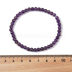 天然アメジストラウンドビーズストレッチブレスレット  54.5mm  ビーズ：4~5mm&nbsp;BJEW-L594-B08