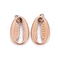 304ステンレスペンダント  丸カン付き  カウリシェル  ローズゴールド  18x12x3.5mm  穴：4mm&nbsp;STAS-L218-11RG
