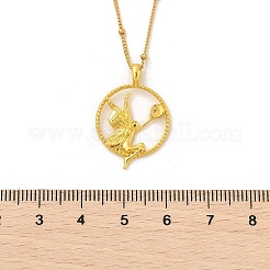 Brass & Acrylic Greek goddess Flat Round Pendant Necklaces&nbsp;NJEW-R018-01G