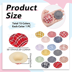 15Pcs 15 Colors Polyester & EVA & Velvet Tartan Pattern Doll Hat&nbsp;DOLL-GA0001-32