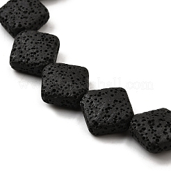 染色された天然溶岩石ビーズ連売り  菱形  ブラック  14~14.5x14~14.5x5~6mm  穴：1.2mm  約28個/連  15.55''（39.5センチメートル）&nbsp;G-A264-A03-01B