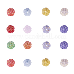 100個10色透明ガラスビーズ  カボチャ  ミックスカラー  10x10x7mm  穴：1.2mm  10個/カラー&nbsp;GLAA-CJ0001-46