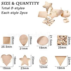 DIYのジュエリー  真鍮製の耳スタッドパーツとコンポーネント  混合図形  18KGP本金メッキ  7.4x7.2x1.7cm&nbsp;DIY-PH0016-48