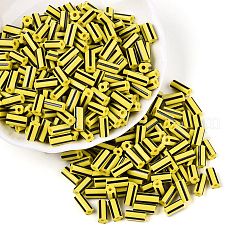 ガラス竹ビーズ  不透明な色が染み込む  丸い穴  シャンパンイエロー  8~10x4mm  穴：1.8mm  約1800個/ポンド&nbsp;SEED-S055-A-008