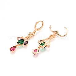 Brass Micro Pave Cubic Zirconia Leverback Earrings&nbsp;EJEW-N058-03G