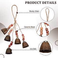 3Pcs Porcelain & Iron Bell Pendant Decoration&nbsp;HJEW-OC00090