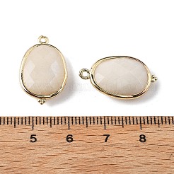 天然ムーンストーンのファセットオーバルコネクタチャーム  真鍮パーツ  ゴールドカラー  ラックめっき  22x13.5x6mm  穴：1.4mm&nbsp;G-H323-02G-10