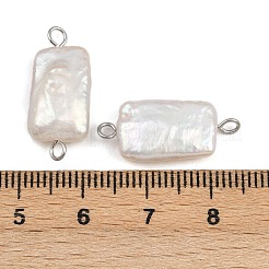 Natural Freshwater Pearl Keshi Pearl Rectangle Connector Charms&nbsp;STAS-D378-18P