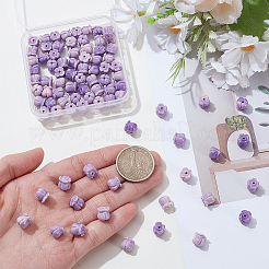 合成サンゴビーズ100個  染め  ツートン  チューリップの花  蘭  8.5x8mm  穴：1.5mm&nbsp;CORA-SP0001-27