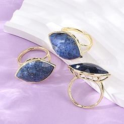 Horse Eye Natural Gemstone Cuff Rings&nbsp;RJEW-M076-04G