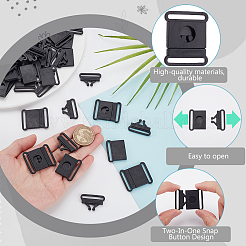 プラスチックリリースバックル  クラスプ交換パーツ  ブラック  34x29x4mm  穴：25x3mm  140個/セット&nbsp;FIND-GA0007-52C
