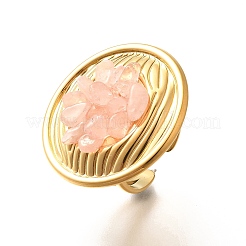 Natural Rose Quartz Chip Finger Rings for Women&nbsp;RJEW-R012-06G-02