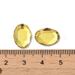 ガラスラインストーンカボション  フラットバック＆バックメッキ  多面カット  オーバル  黄水晶  14x10x3.5mm&nbsp;RGLA-P037-13A-D226