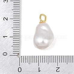 真鍮とABSプラスチックの模造真珠ペンダント  ナゲットチャーム  カドミウムフリー＆鉛フリー  18KGP本金メッキ  21x11x9mm  穴：3x2mm&nbsp;PL-CBAFE9C-03