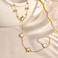 Summer 304 Stainless Steel Crystal Rhinestone Star Link Hand Chain Ring Bracelets for Women&nbsp;SA-CBAAE04-02G