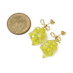 Christmas Bell Brass Dangle Stud Earrings&nbsp;EJEW-MZ00495-03