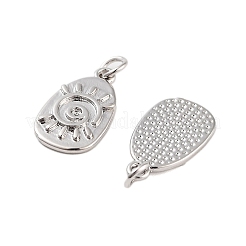 ラックメッキ真鍮チャーム  長持ちメッキ  カドミウムフリー＆鉛フリー  丸カン付き  オーバル  プラチナ  18.5x10.5x2mm  穴：3.5mm&nbsp;KK-C056-06P