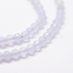 天然石ブルーレースアゲートビーズ連売り  多面カット  ラウンド  2mm  穴：0.5mm  約175個/連  14.9インチ（38cm）&nbsp;G-K185-04