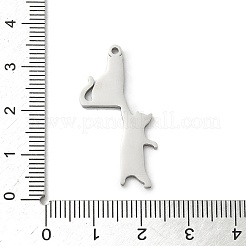 304ステンレスペンダント  2匹の猫の形をしたチャーム  変色防止  ステンレス鋼色  32x17x1mm  穴：1.5mm&nbsp;LS-STAS-F326-17P