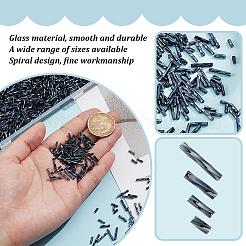 2000個 4種類のガラスツイストビューグルビーズ  メタリックカラー  グレー  5~9x2mm  穴：0.5mm  500個/スタイル&nbsp;SEED-GO0001-09A