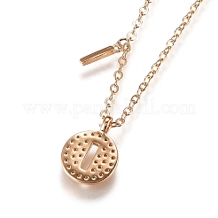 Brass Micro Pave Clear Cubic Zirconia Double Letter Pendant Necklaces&nbsp;NJEW-Z010-09