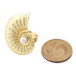 女性用コンク合金調節可能リング  プラスチック模造真珠付き  ライトゴールド  usサイズ8 1/2(18.5mm)&nbsp;LS-RJEW-B108-03KCG