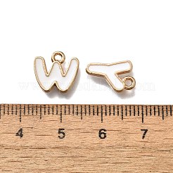 合金エナメルチャーム  文字a~zのチャーム  ライトゴールド  ホワイト  10~12.5x6.5~10x1.5mm  穴：1.2mm&nbsp;ENAM-K075-05KCG-04