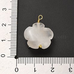 天然石クオーツクリスタルペンダント  真鍮のパヴェキュービックジルコニアとエナメルフルーツの金具が付いたフラワーチャーム  ゴールドカラー  オレンジ  21x17x9mm  穴：1.8mm&nbsp;G-C290-02D